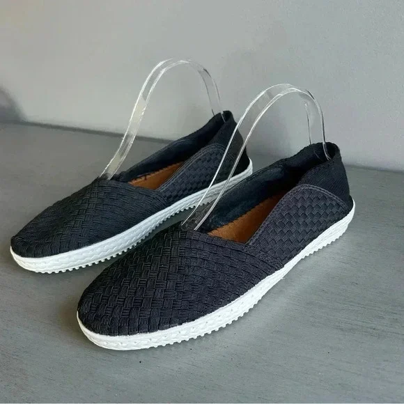 BM Bernie Mev. Woven Loafer Slip On Size 40 US 9 Black Flat Comfort White Sole - Picture 2 of 11